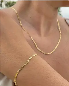 Dainty Minimalist Chain Necklace Bracelet 20" & 7.5" for Girls Jewelry Everyday Wear Use.
