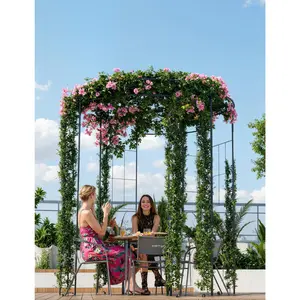 Garvee 8.8 ft Black Metal Garden Arbor - Birdcage Wedding Arch for Outdoor Ceremonies, Heavy-Duty Steel Pergola for Climbing Roses & Vines, Weather-Resistant Decorative Pavilion for Patio & Backyard