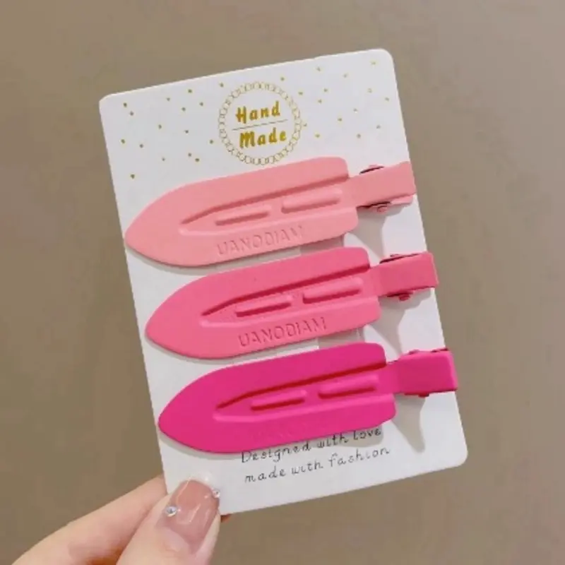 3 pieces No Bend Hair Clips, No Crease Hair Clips, Pin curl Hair Clips for Makeup Hair Styling / pink