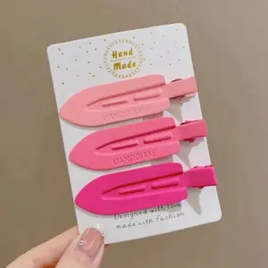 3 pieces No Bend Hair Clips, No Crease Hair Clips, Pin curl Hair Clips for Makeup Hair Styling / pink