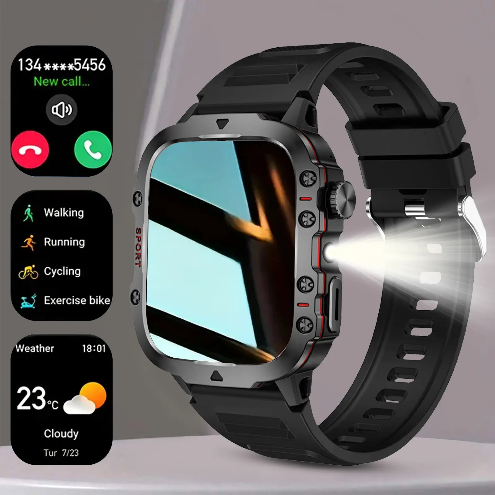 Smart Watch with Wireless Calling, Multi-Sport Modes, Call & Message Alerts, Custom Wallpaper, Compatible with iPhone/android, Multifunctional Smartwatch