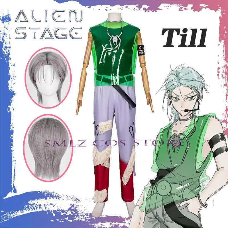 Green Till Cosplay Alien Stage R7 Blink Gone Green Vest Outfit Costume Wig Armband Prop Necklace Decor Pants Performance Suit