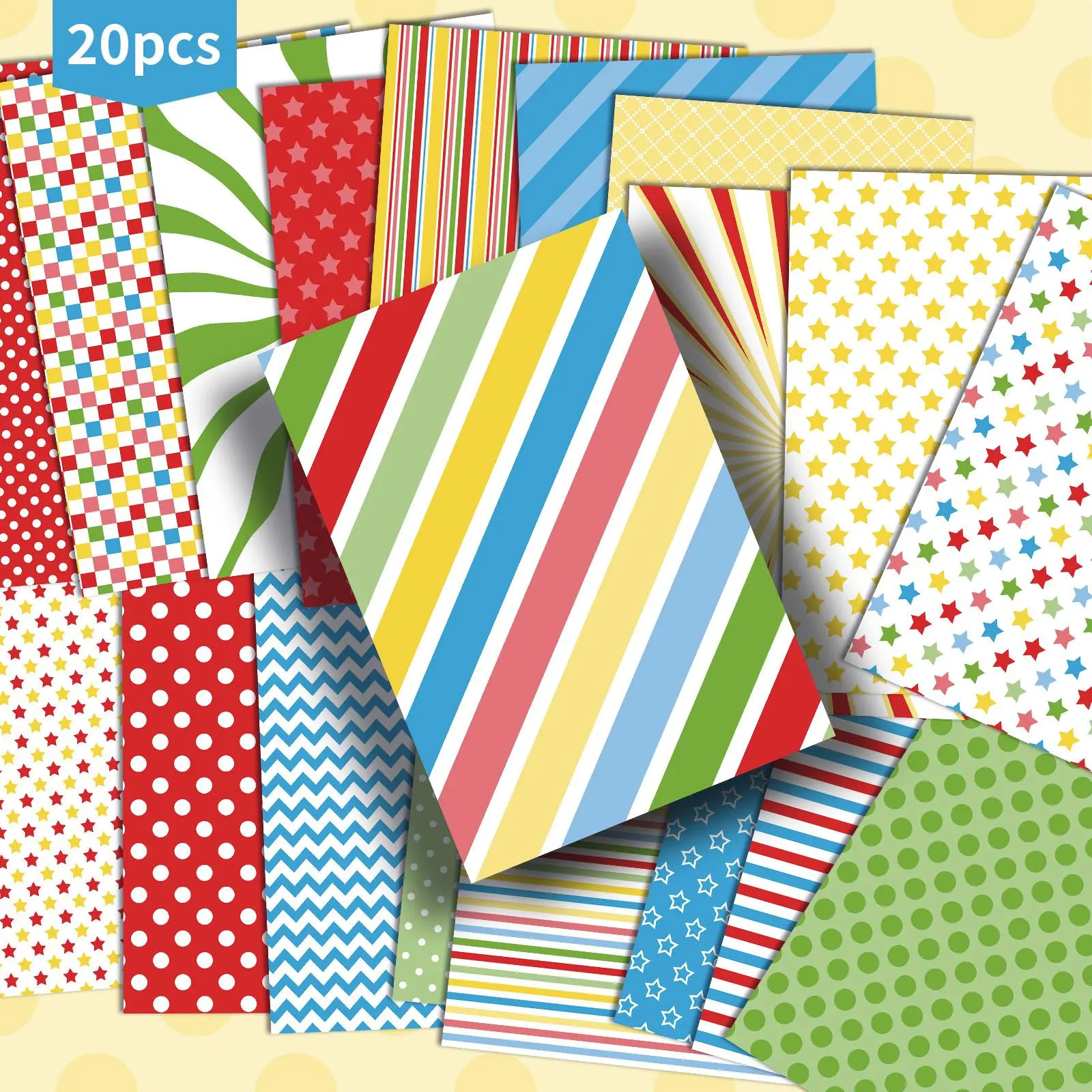 Colorful Striped Pattern Postcard, Card Design, 20pcs/set 4x6 Inch Mermaid Junk Journal Paper, Collectible Decorative Painting Cards for Scrapbooking & Crafting, Scrapbook Materials