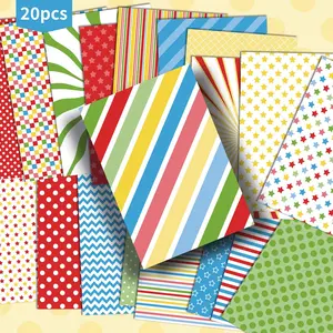 Colorful Striped Pattern Postcard, 20pcs/set 4x6 Inch Mermaid Junk Journal Paper, Collectible Decorative Painting Cards for Scrapbooking & Crafting, Scrapbook Materials
