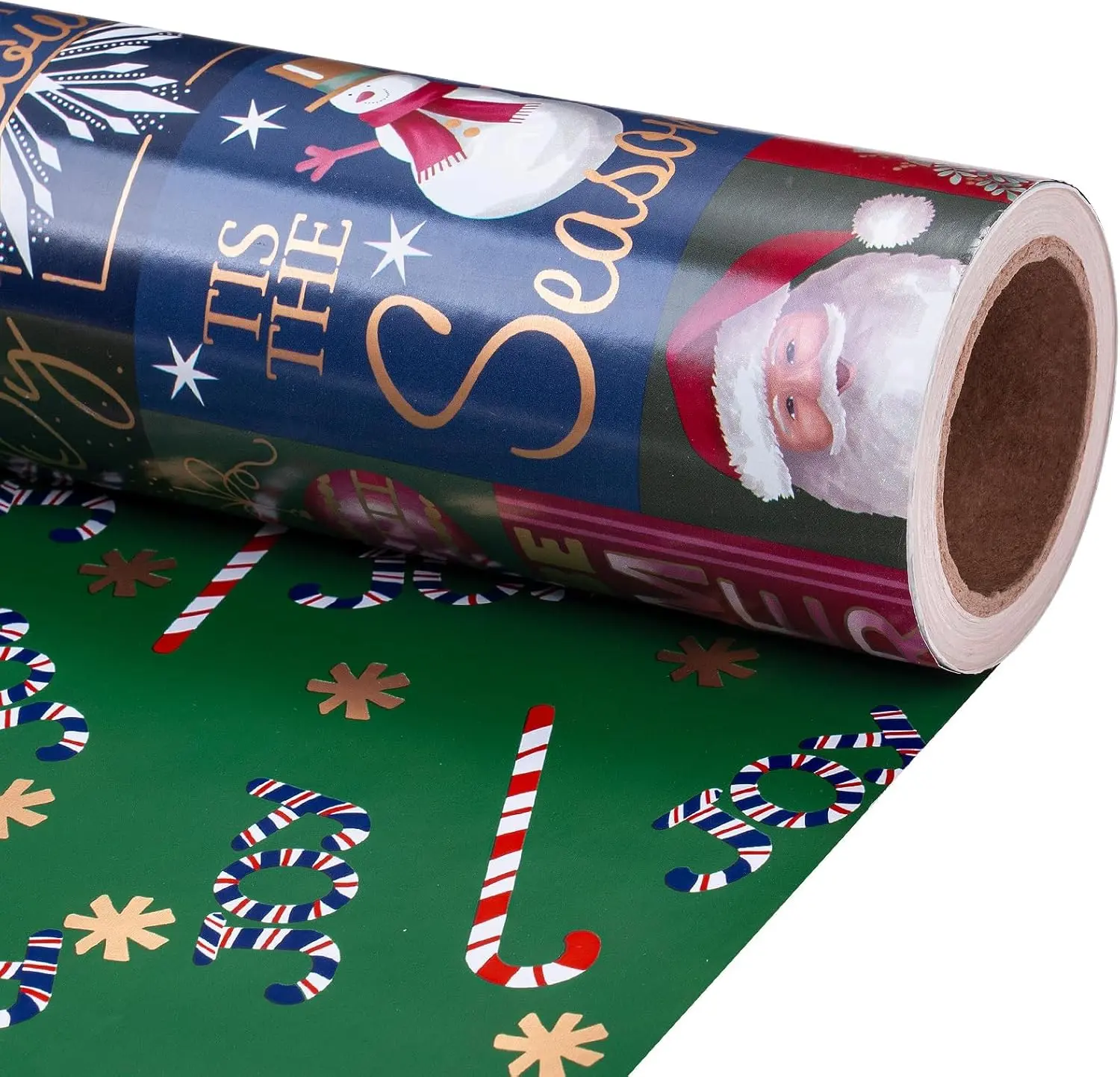 RUSPEPA Christmas Wrapping Paper Roll, 17 in x 16.4 ft Holiday Gift Wrap with Vintage Santa, Reindeer, Gingerbread, Plaid, Newspaper & Western Designs for Family Gifts, Kids Presents, Secret Santa & Christmas Parties