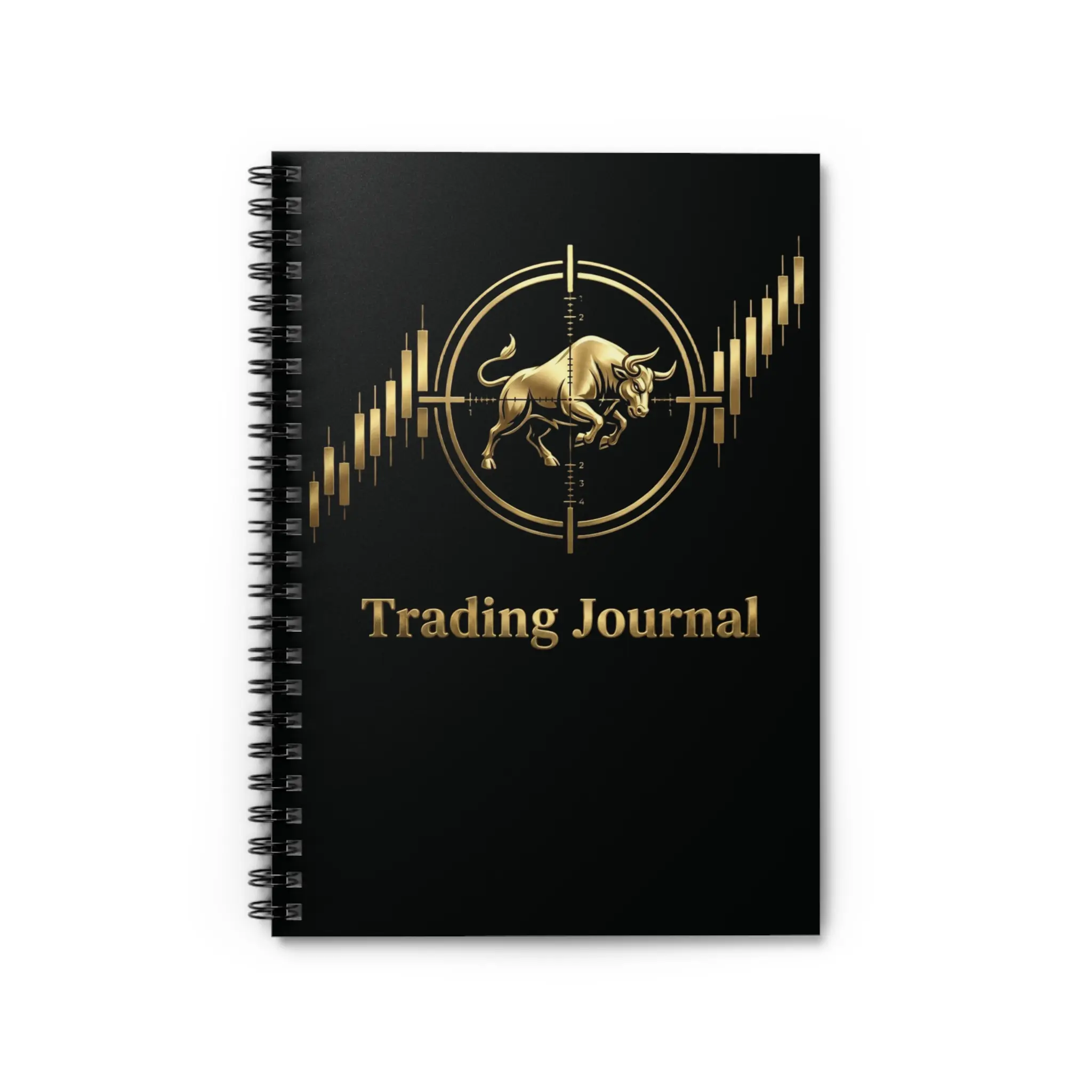 Gold Bull Trading Journal Spiral Notebook | Ruled Lined Trading Log