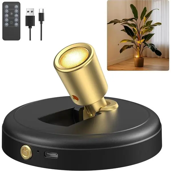 Rechargeable Battery LED Spotlight Indoor: Wireless Mini Art Accent Spot Lights with Timer Remote - Small Dimmable Uplight for Plants Display Painting Dartboard Artwork Portrait Closet (1 pack-black)