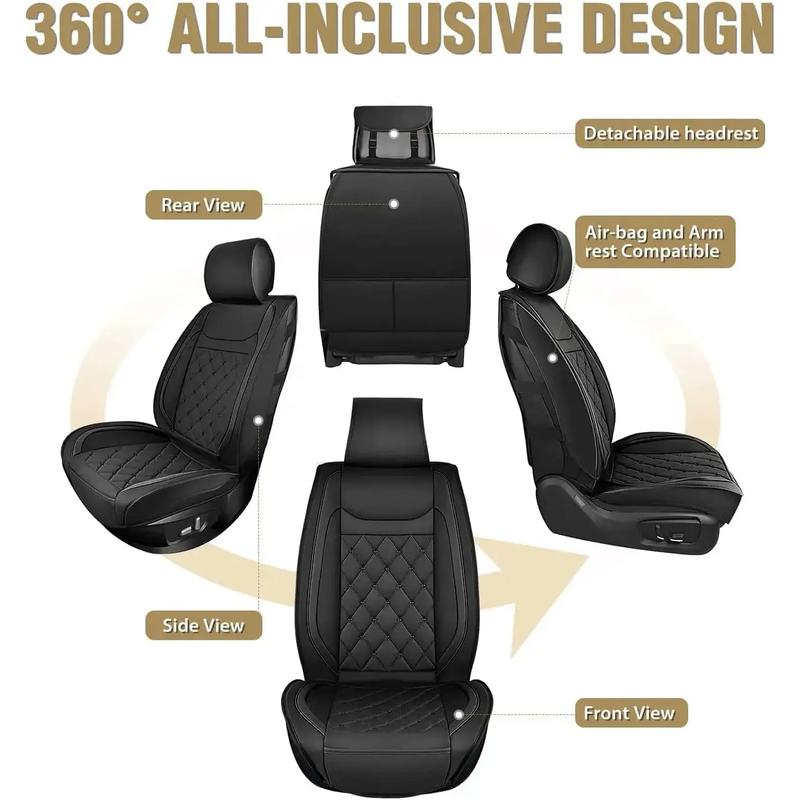 Nilight Hyundai Honda Accord Kia Civic Corolla Camry CRV RAV4 Fusion 5 Seat Covers (Full Set, Black)