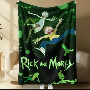 Rick and Morty Pattern Throw Blanket, All-Season Use, Suitable for Bed Sofa Car Room Decor, Perfect Gift, Single-Sided Print Blanket