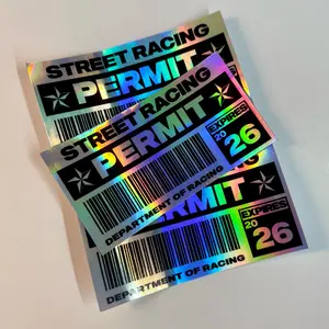 Street Racing Authorization Sticker - All-Weather Holographic Design - 3.5" x 2.25" - Perfect for Car Personalization Adhesive Vinyl Decal