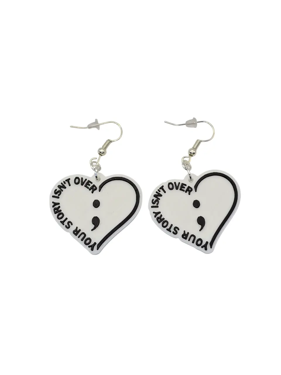 Your Story Isn't Over Earrings Heart-Shaped Earrings 3D Printed Lightweight Durable Mental Health Awareness Gifts