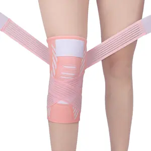 BASIC SUPPLY Knee Brace for Women & Men Knee Support Sleeve 1 Pack Knee Compression Sleeve with Strap for Knee Joint Pain Relief, Arthritis, Meniscus Tear, ACL, Workout, Sports, Running (Pink, Large)