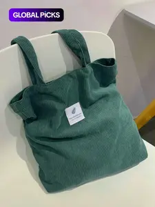 Women's Solid Color Corduroy Tote Bag, Large Capacity Shoulder Bag for Daily Used, Trendy All-match Bag for Commuters and Students, Fashionable Casual Bag, Handbag Tote Bag