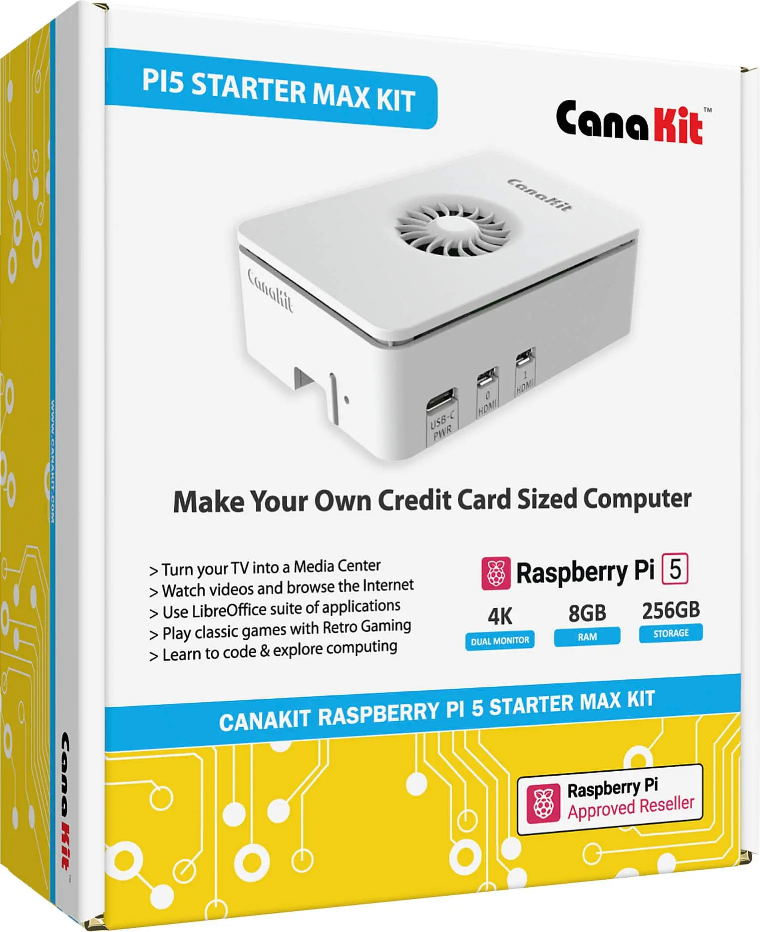 CanaKit - Raspberry Pi 5 Starter MAX Kit (8GB) - Turbine White