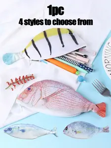 Creative Imitation Fish Shape Pencil Case, Pencil Bag, Unique Zipper Pouch for Personalized Gifts, Casual Fun Present for All Ages