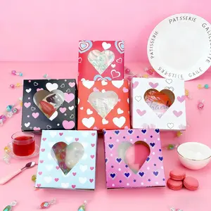 24 pieces of Love Valentine's Day Biscuit Box Window Valentine's Day Gift Box, Small Cake Baking Large Gift Box Perfect for Party Gifts, Pastry Packaging Wedding Party Supplies Gift Box