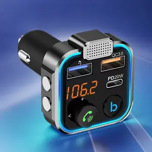 Bluetooth-Compatible 5.0 FM Transmitter Type-C PD 20W QC3.0 Fast Charger Car Kit