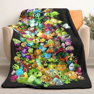 Plants Vs Zombies Soft Two-Sided Blanket, Air Conditioning Blanket, Plane Blanket, Sofa Blanket, Cozy and Comfortable, Perfect for Home Use
