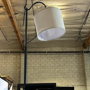 Black Wood and Metal End Table with Lamp, 2 USB ports, 1 Outlet, Small Drawer