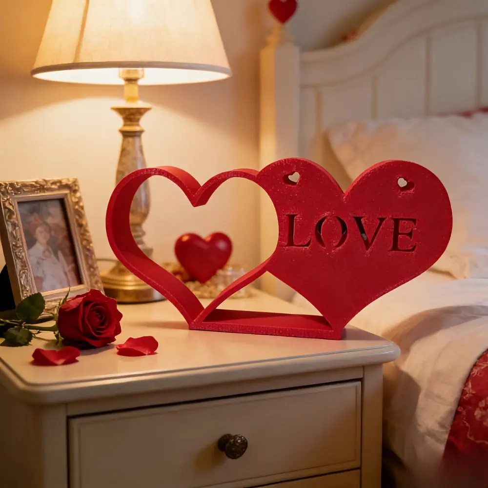 1pc Heart-To-Heart Statue, Easy Design Love Ornaments, Bookshelf and Trendy Desktop Ornaments, Ideal for Valentine's Day, Home Decoration, Indoor Room Decor, Modern Home Decor, Table Desk Ornament, Plastic Material