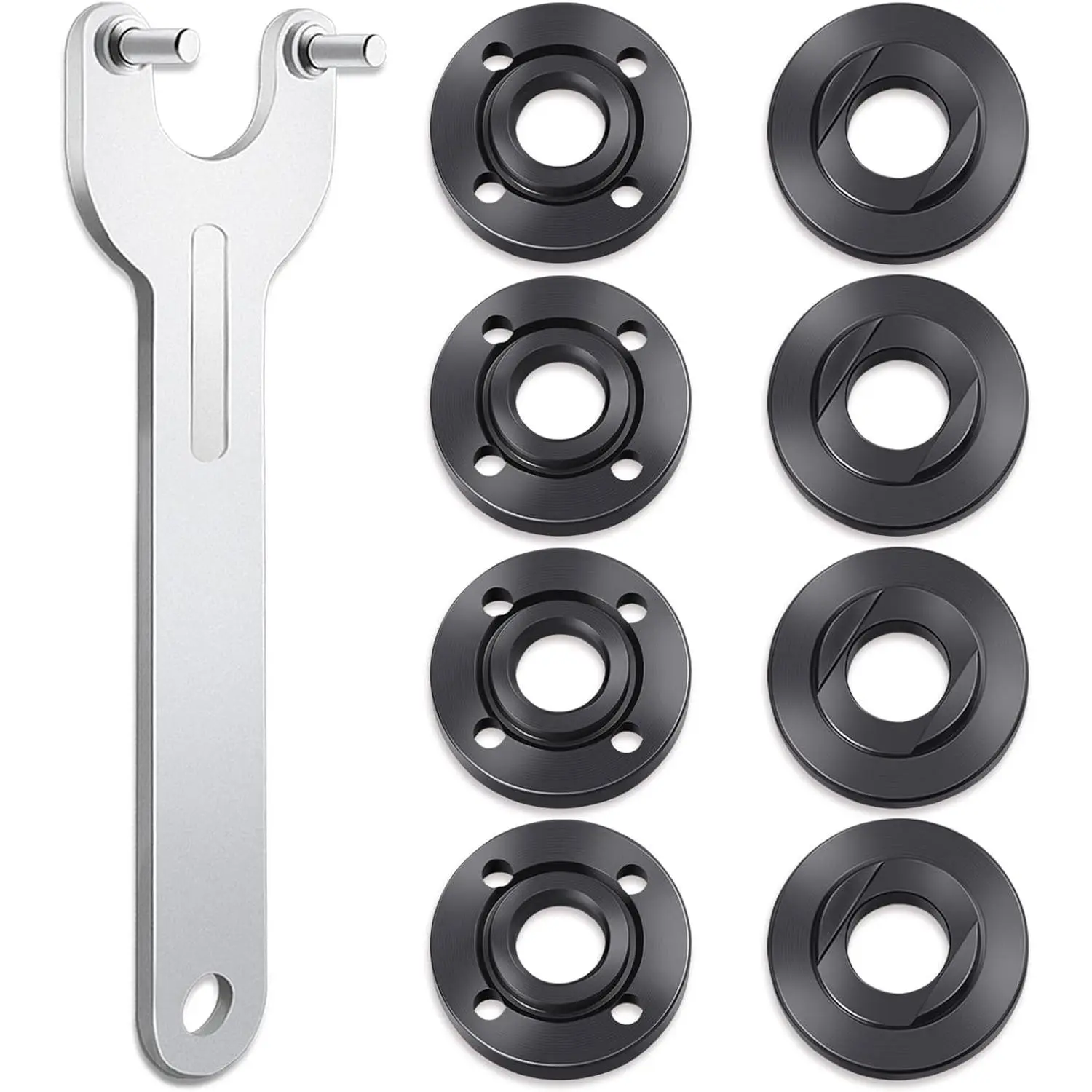 9PCS Angle Grinder Nut & Flange Wrench Hardware Tool Set, Premium Metal Lock Flange with Storage Bag, Compatible with Milwaukee Makita Metabo Dewalt Bosch Ryobi Decker 4.5"-5" 5/8-11 Replacement Parts, Tools And Gadgets