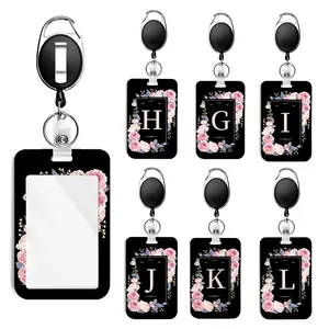 Women's Gl Letter ID Badge Holder Set, Retractable Clip-On Card Case, Nurse Nameplate Stand, Oval Pull Tab Keychain, Office Gift