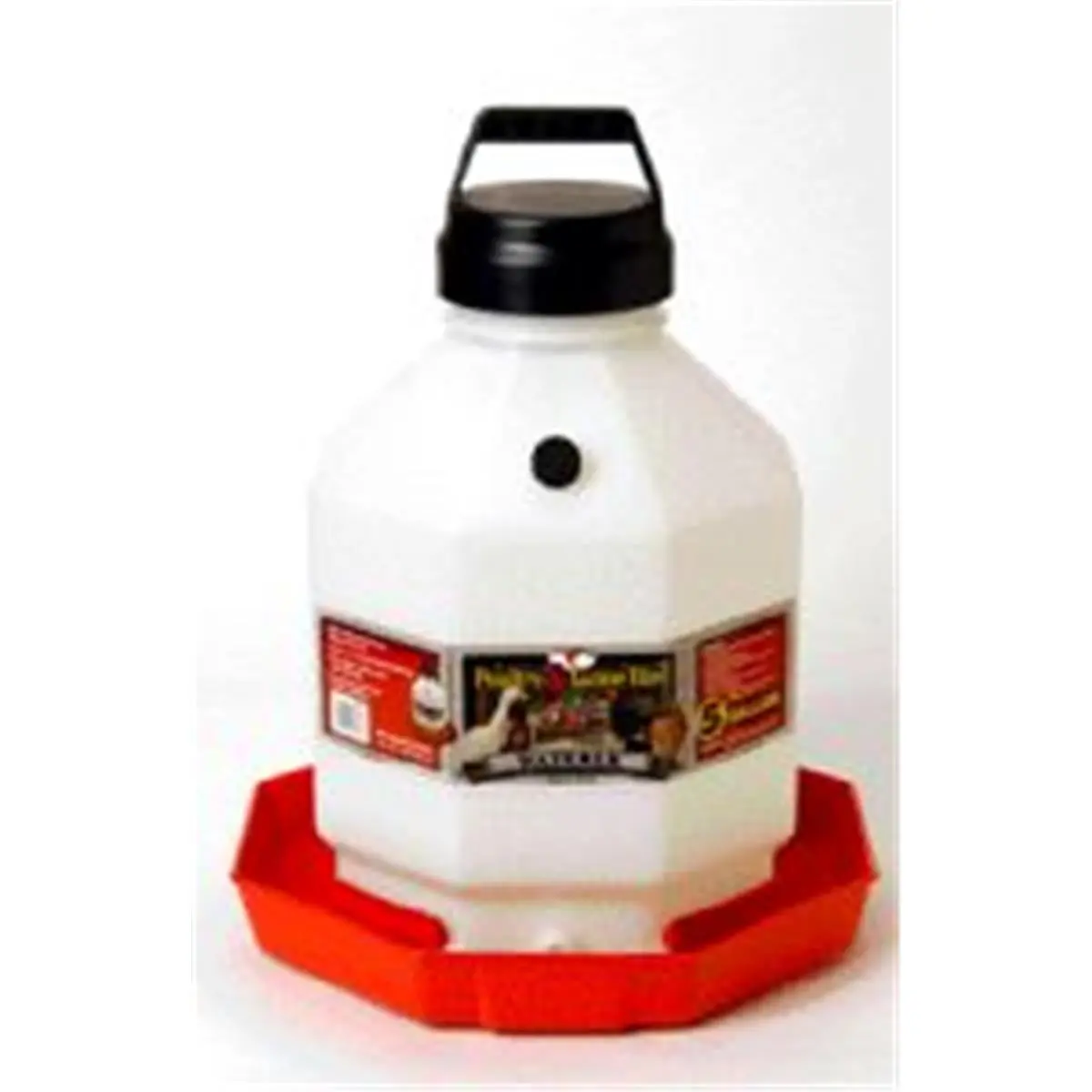 212 MAIN Automatic Water Flow Poultry Fountain Waterer - 5 gal Water, White & Red HDPE Polyethylene Compact Jar, Rugged Handle, Vacuum-Sealed Cap, 15" x 15" x 19" Dimensions, Model PPF-5