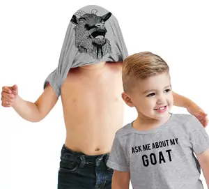 Toddler Ask Me About My Goat Funny Animal Flip Up T shirt for Kids Funny Toddler Shirts Flip Apparel for Toddler Funny Animal Apparel Childrens Graphic Tees Light Grey