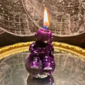 Planetary Purple Astronaut Moon Candle