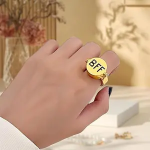 2Pcs Upgraded Best Friends Forever BFF Rings, New Fun Buckle and Bettle Rotating Bearings Rings, Cartoon Anime Aesthetic Friendship Jewelry Gifts