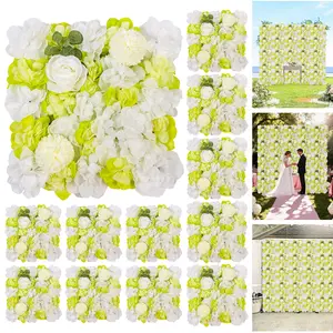 12-Pack 3D Silk Flower Wall Panels, 15x15 Inches Each, Artificial Floral Backdrop with 50 Zip Ties, Perfect for Weddings, Parties, and Home Decor, Available in Green, Blue, or Orange