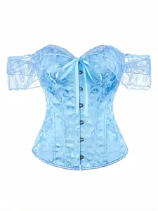 Elegant Lace Bow Waist Top for Valentine's Day, Sexy Fashion Victorian Court Style, Abdominal Control, Front Closure, Polyester and Spandex Blend