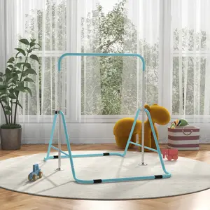 Adjustable Height Folding Gymnastics Bar for Kids, Sturdy Steel Junior Training Bar in Green, Perfect for Home Practice, Backyard Play & Skill Development in Kip, Casts & Pull-Ups