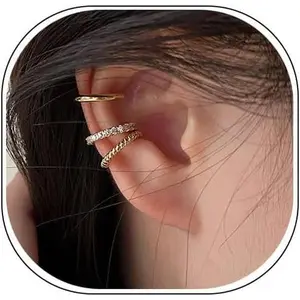 Ear Cuff Earrings for Women No  Chunky  Ear Cuffs Helix Cartilage Clip  Wrap Earring Adjustable Ear Cuffs  for Women (BG)