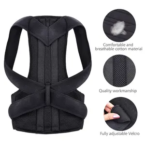 Adjustable Dual Back Support BraceAdjustable Scoliosis Posture   Corrector De Espalda Belt  De Postura slim fit posture support Healthcare Tool Black