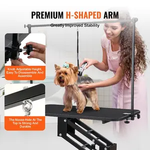 VEVOR 43 Hydraulic Pet Grooming Table, Heavy Duty Dog Grooming Arm for Medium/ Small Dogs, Height Adjustable Dog Grooming Station, Anti Slip Tabletop/Dog Grooming Station, Max Bearing 400LBS