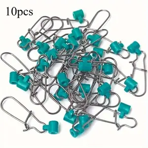 10pcs Stainless Steel Fishing Line Sinker Sliders, Heavy Duty Fishing Connector With Duo-lock Snap, Fishing Swivels Snap, Fishing Accessories Kit, Fishing Tackle