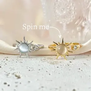 Sun Spinner Ring | Adjustable Spinner Fidget Ring | Gold and Silver | Gift For Her |