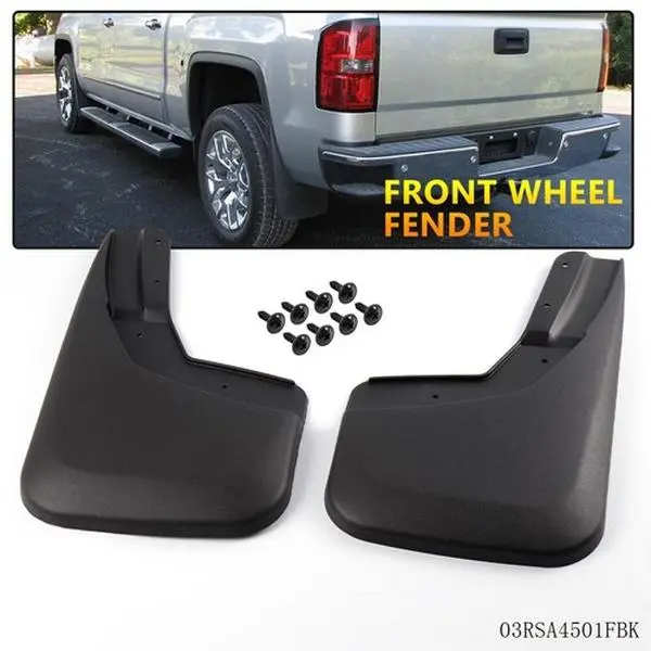 CROSSDESIGN Molded Front Mud Flaps - 2 pc Pair Set, Fit 14-18 Silverado Car Exterior Splash Guards, 2* Mud Flap Accessories