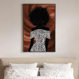 Black African American Art Print, Black Woman Portrait, Modern Afrocentric Home Decor, Graceful Abstract, Fashion Glamour Chic Illustration