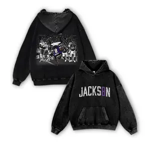 Lamar Jackson #8 Ravens Casual Washed Hoodie | Jackson Magic QB Gear, Raven Flock Pride, Retro Washed Escape Artist Essential