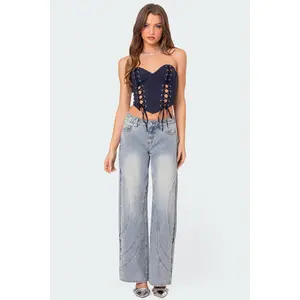 Oaklynn Stitch Detail Low Rise Baggy Jeans Oaklynn Stitch Detail Low Rise Baggy Jeans