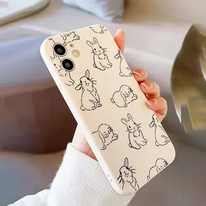 Cute Rabbit Pattern Phone Case, Anti-drop Cellphone Protective Case, Total Protective Shockproof Mobile Phone Cover for iPhone 12 13 14 15 16 Pro Max