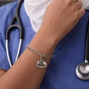 Nurse Gift Bracelet with Cross Hat Charm and Adjustable Chain for Medical Professionals