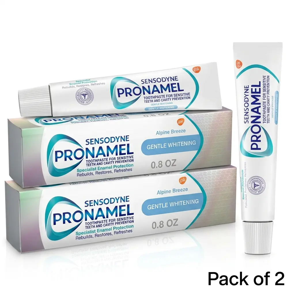 2 Pack Sensodyne Pronamel Gentle Whitening Enamel Toothpaste for Sensitive Teeth and Cavity Protection, Alpine Breeze - 0.8 Oz, for Adults Oral Daily