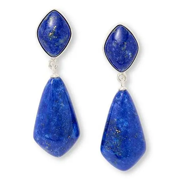 Mine Finds by Jay King Lapis Lazuli Sterling Silver Freeform Dangle Earrings
