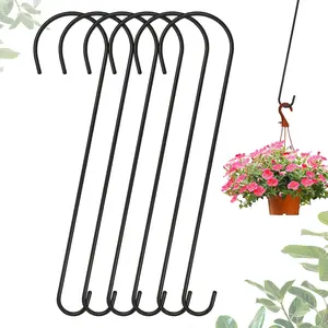 6 Packs 24 Inch Long S Hooks for  , S Hooks,Metal Bird Feeder Hooks, Rustproof Garden Planter Hanger for Tree Branch, Basket, Lanterns, Wind Chimes, Outdoor Use