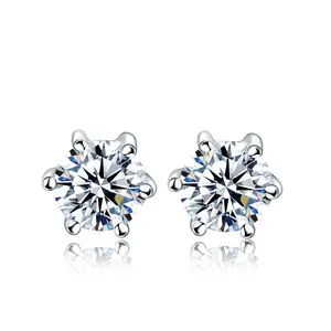 5mm 6-Prong CZ Stud Earrings | 925 Sterling Silver