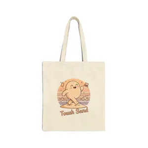 Touch Sand tote, go outside graphic Cotton Canvas Tote | touch grass meme