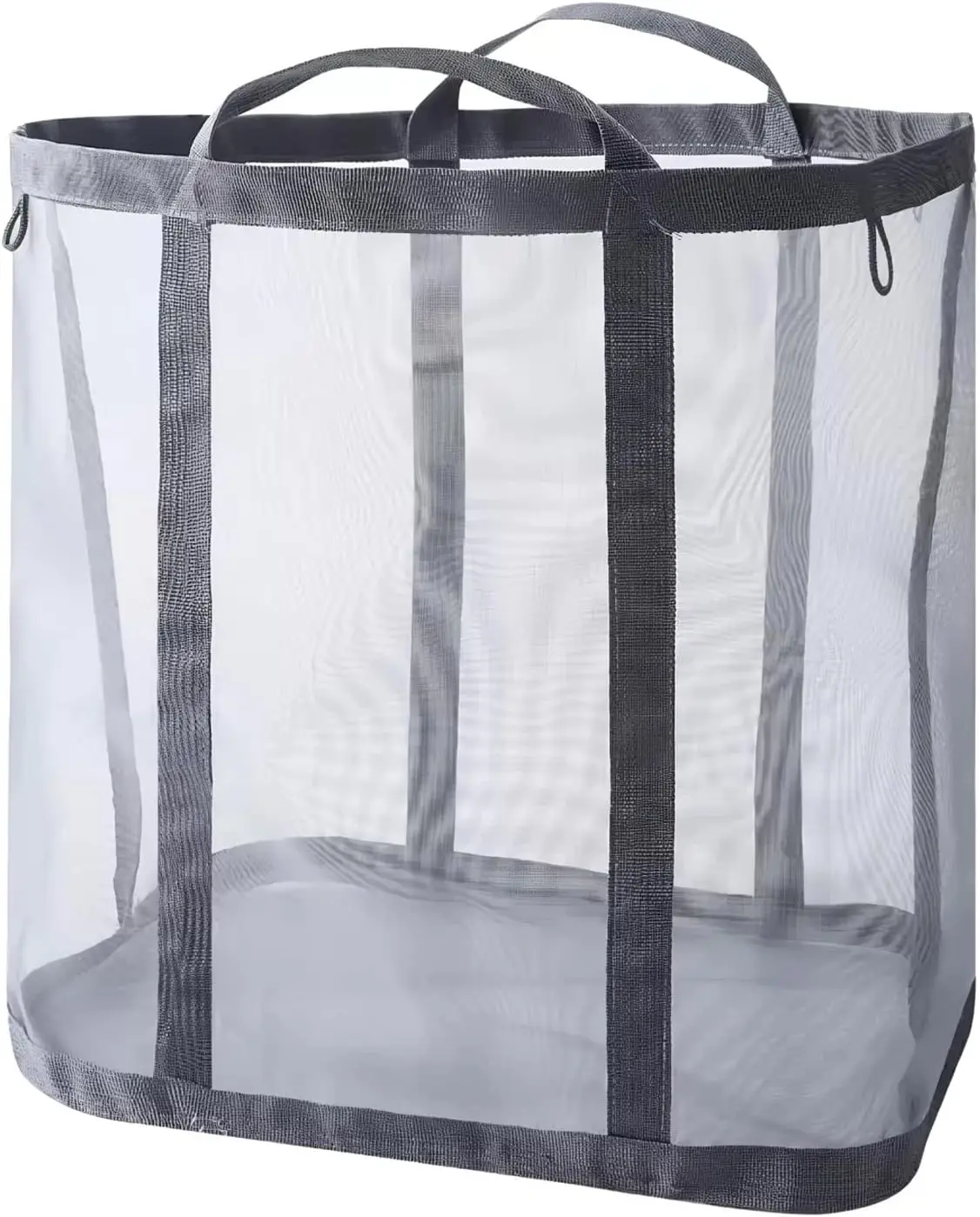 Foldable Wall-Mounted Laundry Basket, Collapsible Nylon Mesh Hamper with Reinforced Carry Handles for Laundry, Bathroom, Dorm or Travel (41L, Grey)